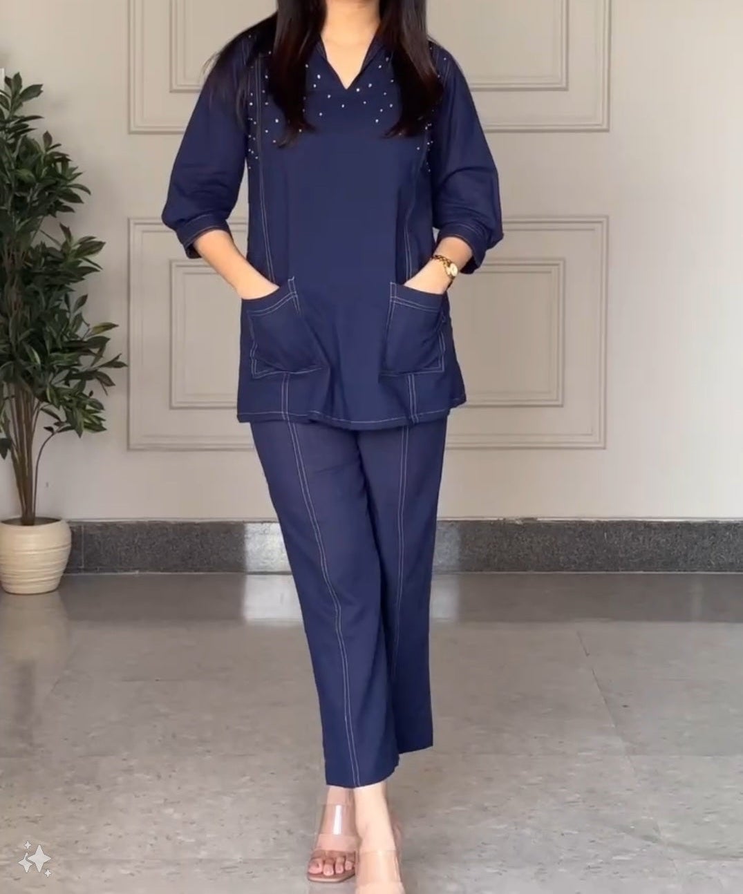 BEAUTIFUL DENIM LOOK COTTON CO-ORD SET