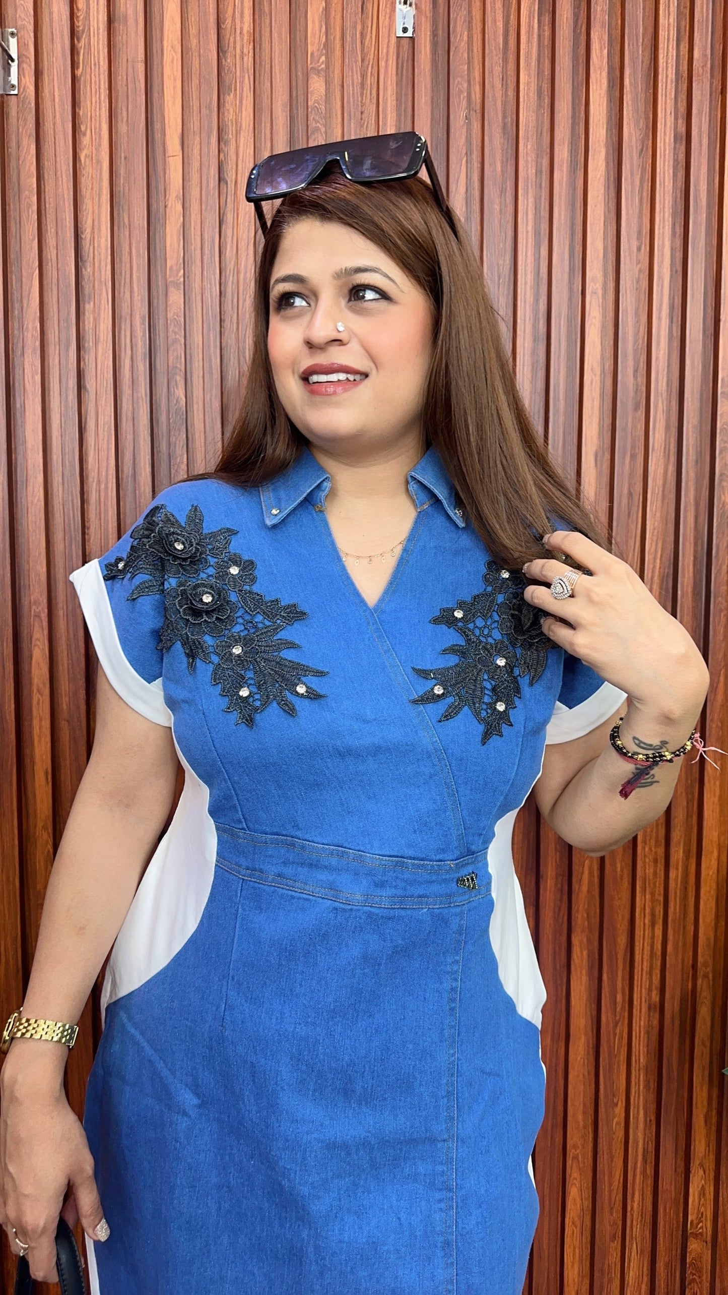 Flower Denim classy dress