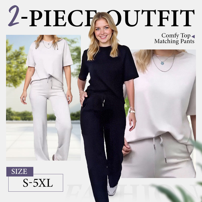 Women's Chic Top & Matching Pants 2-Piece Outfit