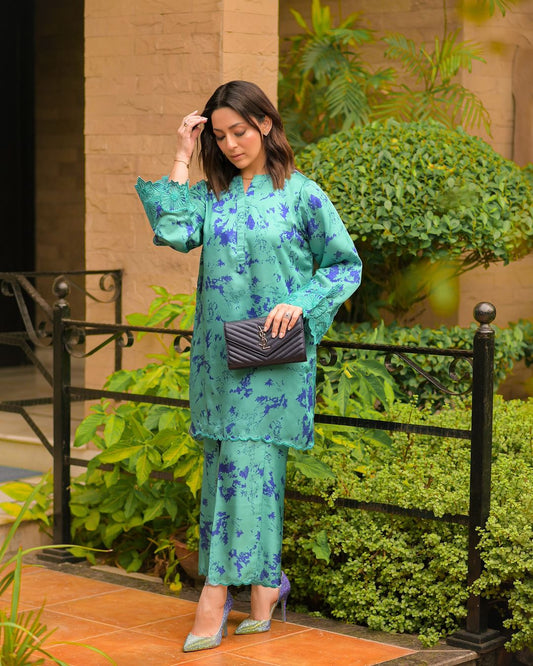 Chic Green Tie and Die Co-Ord Set