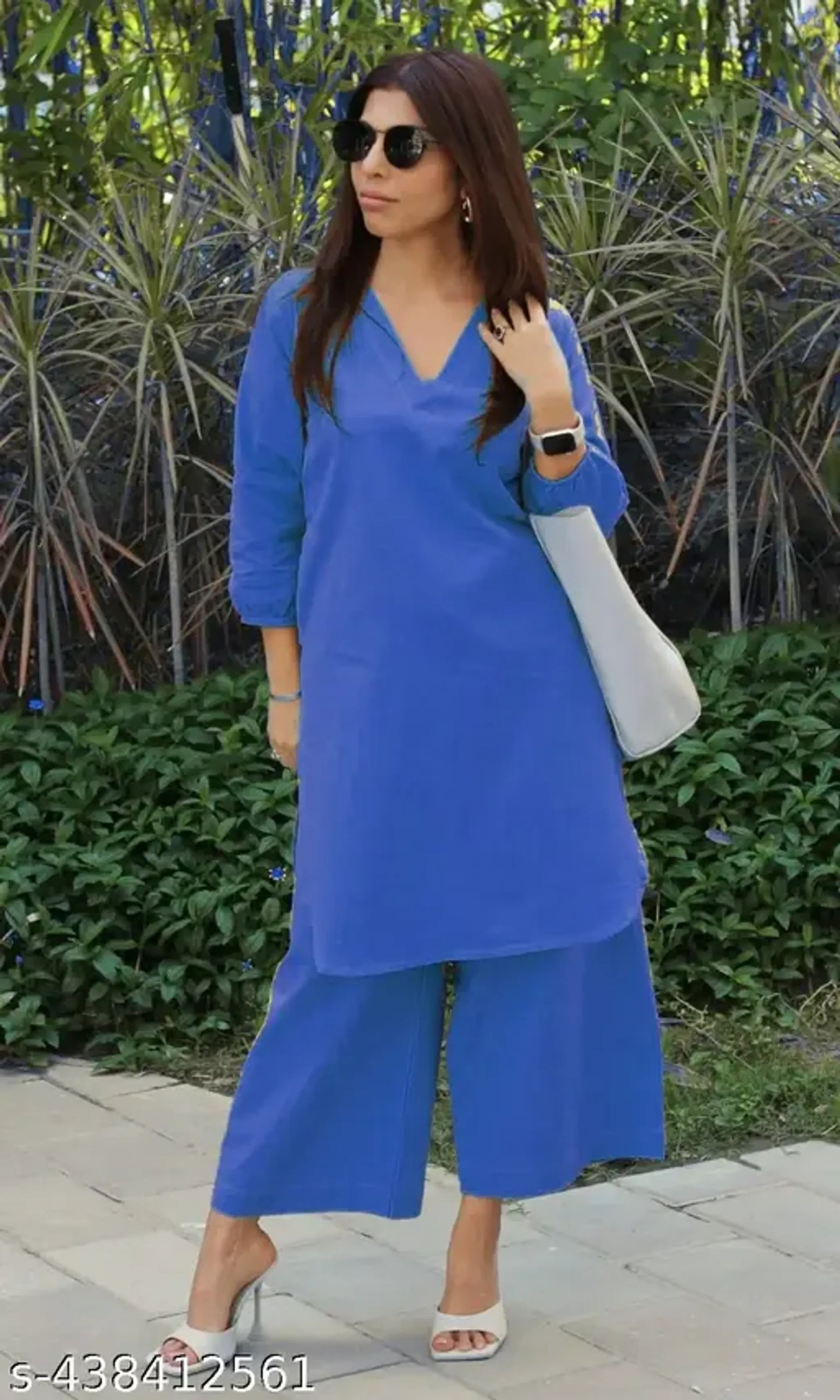 Blue Cotton Kurta And Pant Set For Women