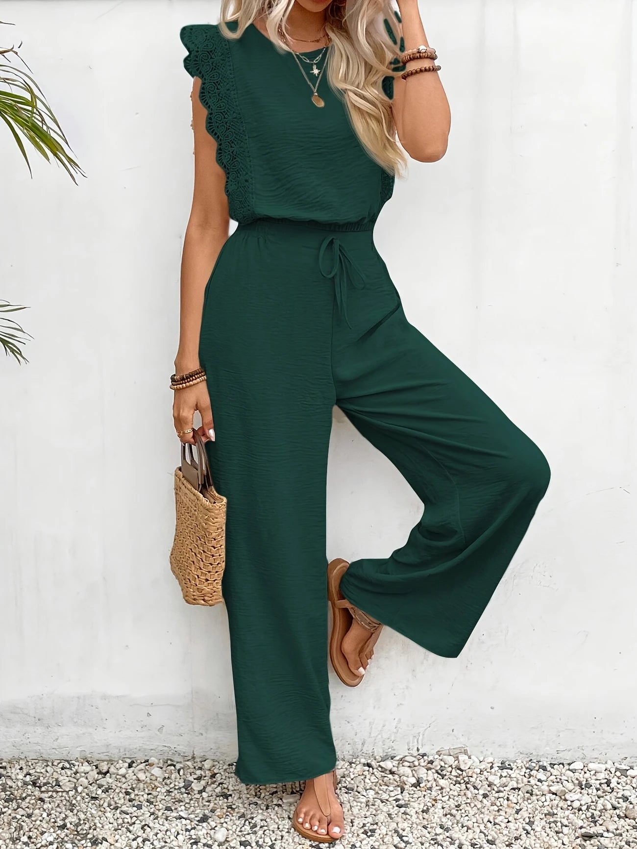 Elegant Exclusive Lace Trim Short Pants Set