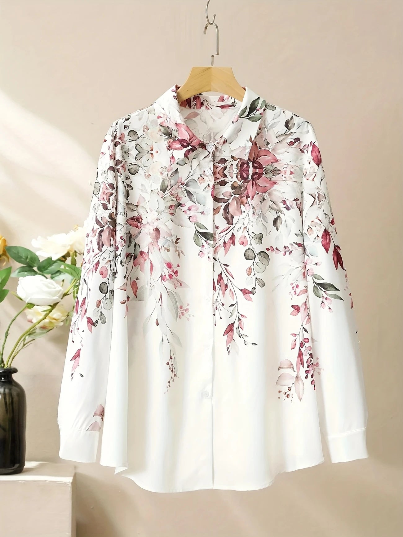Longline Printed Shirt with Wide Pants
